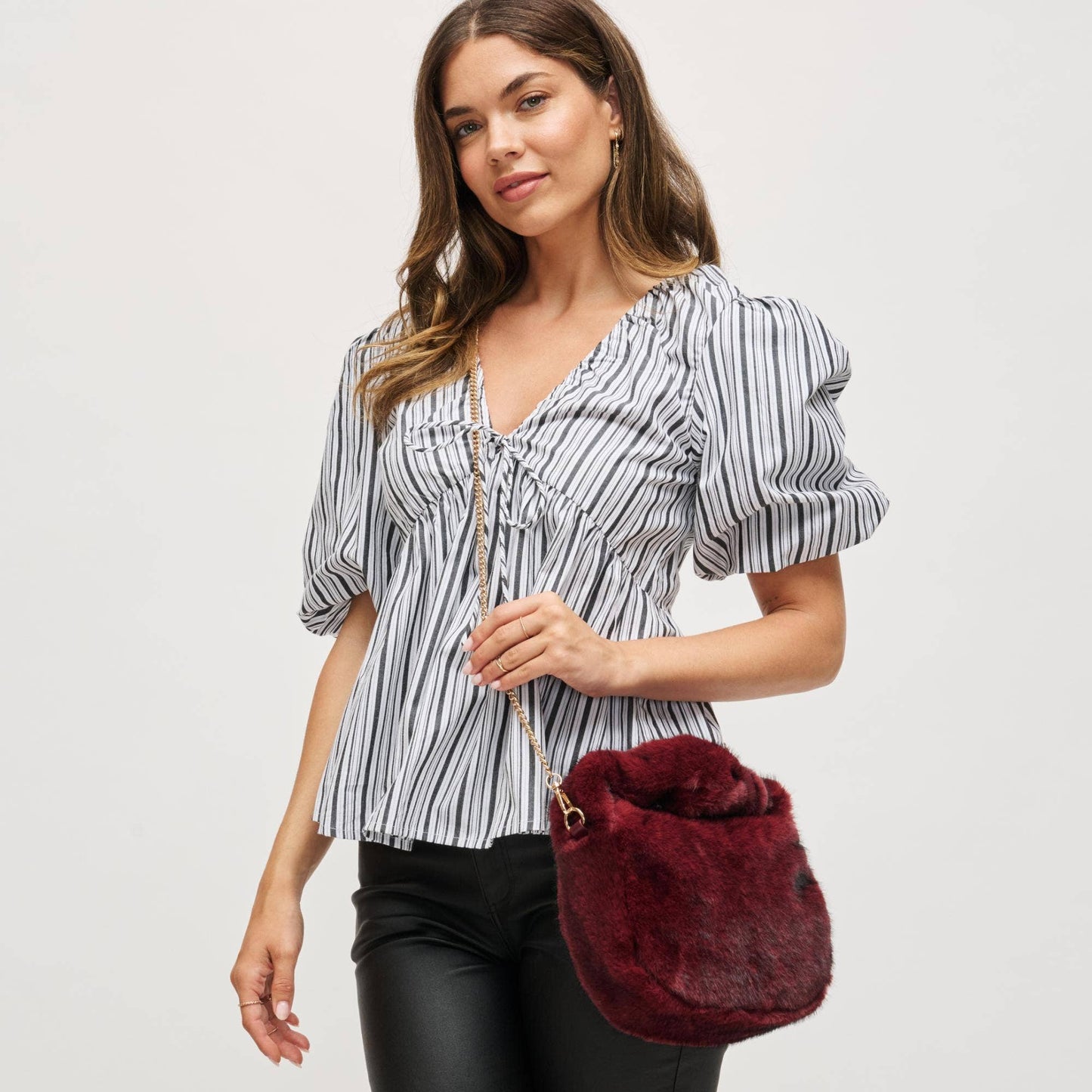 Faux Fur Crossbody: Chocolate