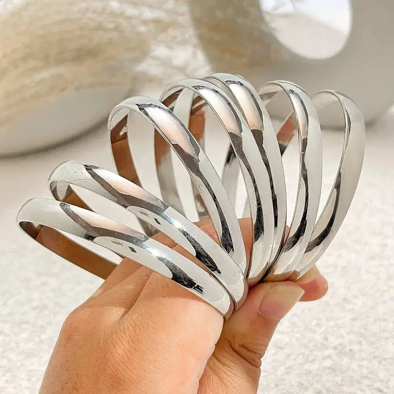 Silver Bangle Bracelet Sets: Set 1