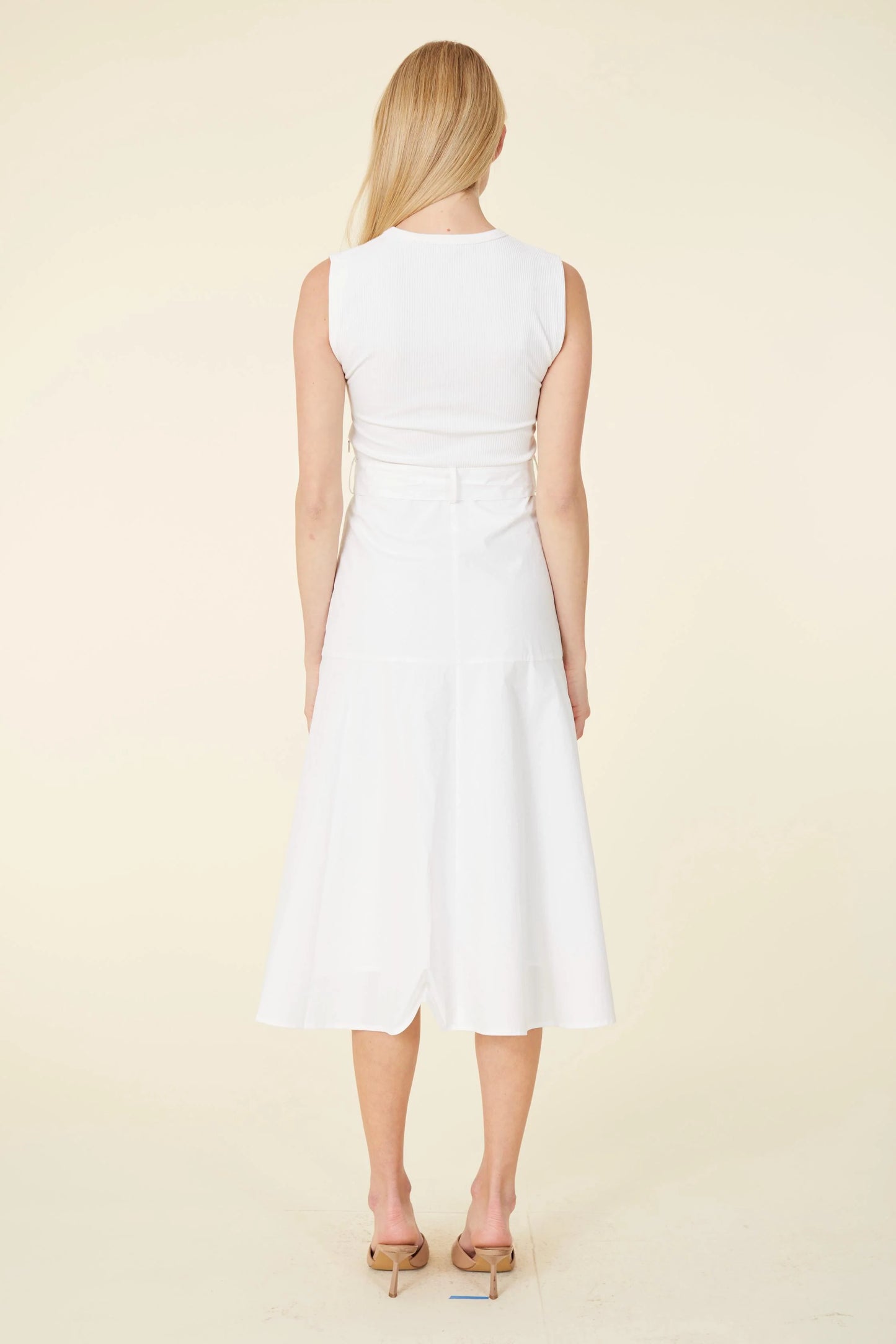 White Sleeveless Midi Dress