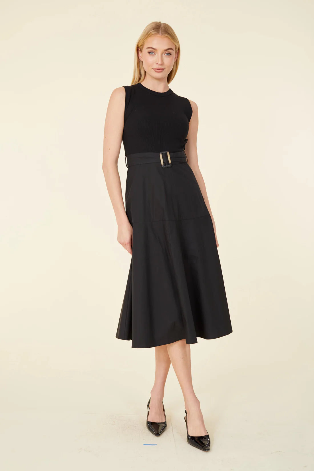 Black Sleeveless Midi Dress