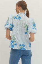 Blue Floral Print Top