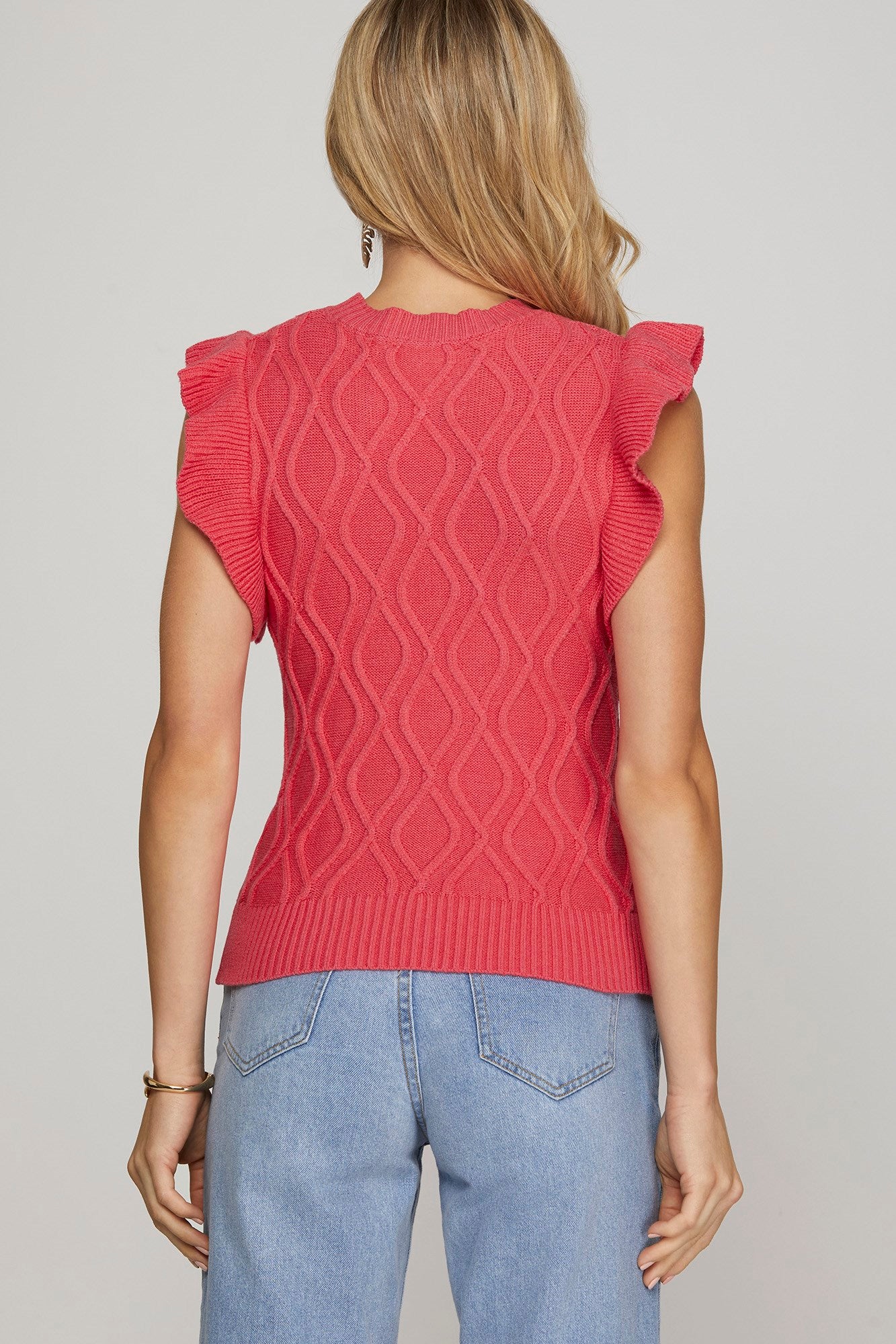 Ruffled Sleeve Knit Top