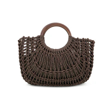 Dark Brown woven straw bag