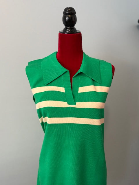 Green & Cream Stripe Sweater Tank Dress