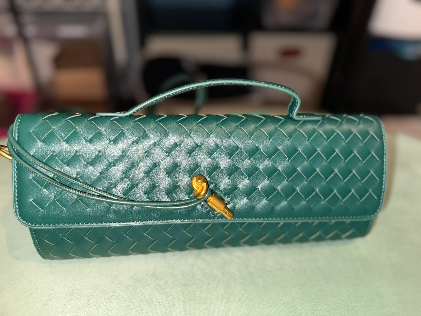 Weave Leather Oblong Designer Bag