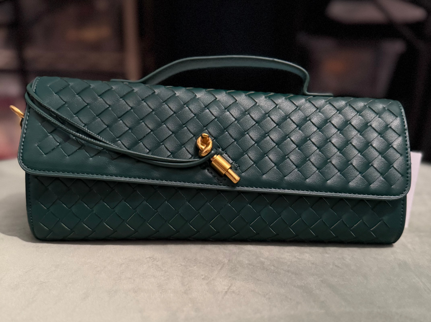 Weave Leather Oblong Designer Bag