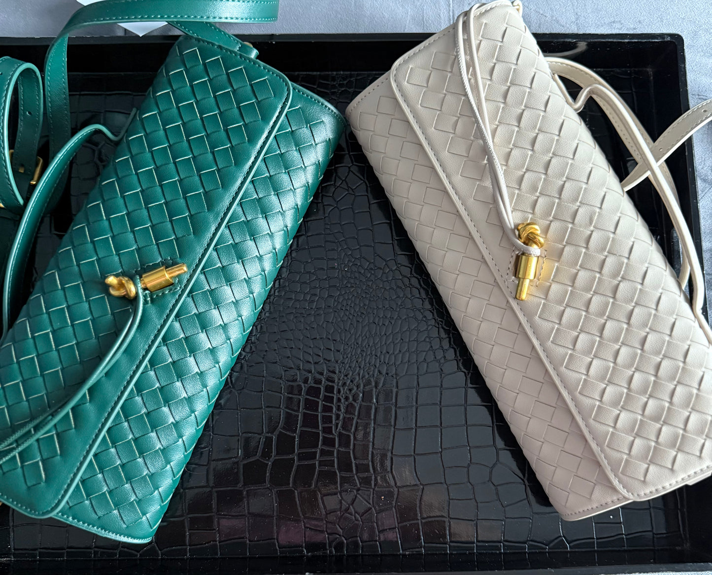 Weave Leather Oblong Designer Bag