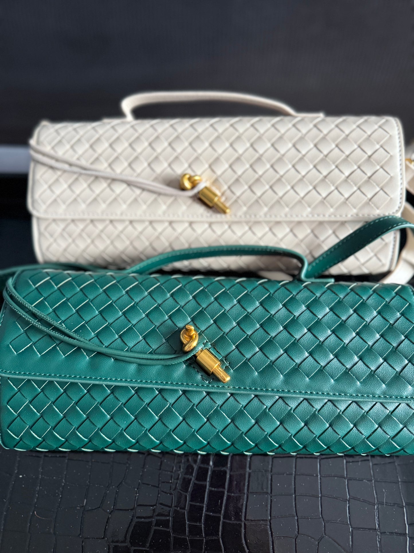 Weave Leather Oblong Designer Bag