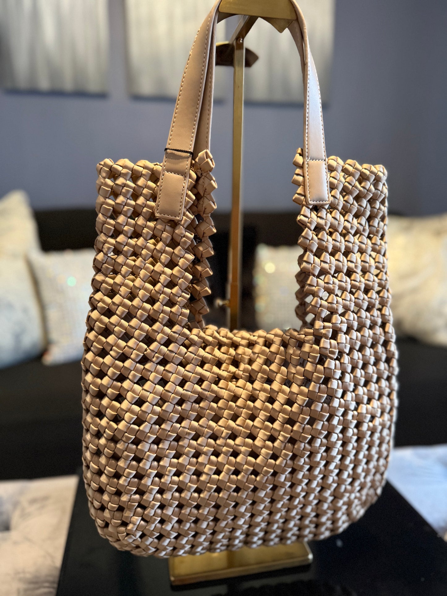 Woven Shoulder Tote Bag