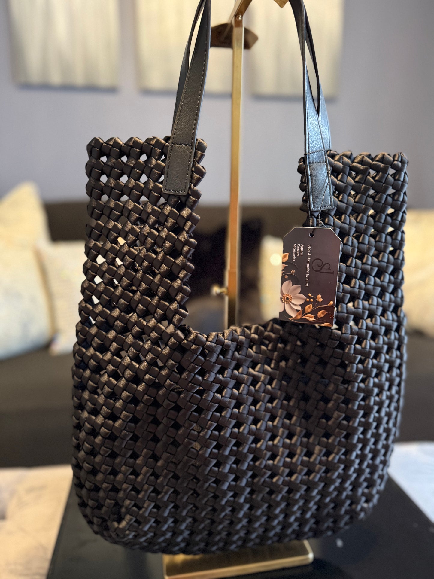 Woven Shoulder Tote Bag