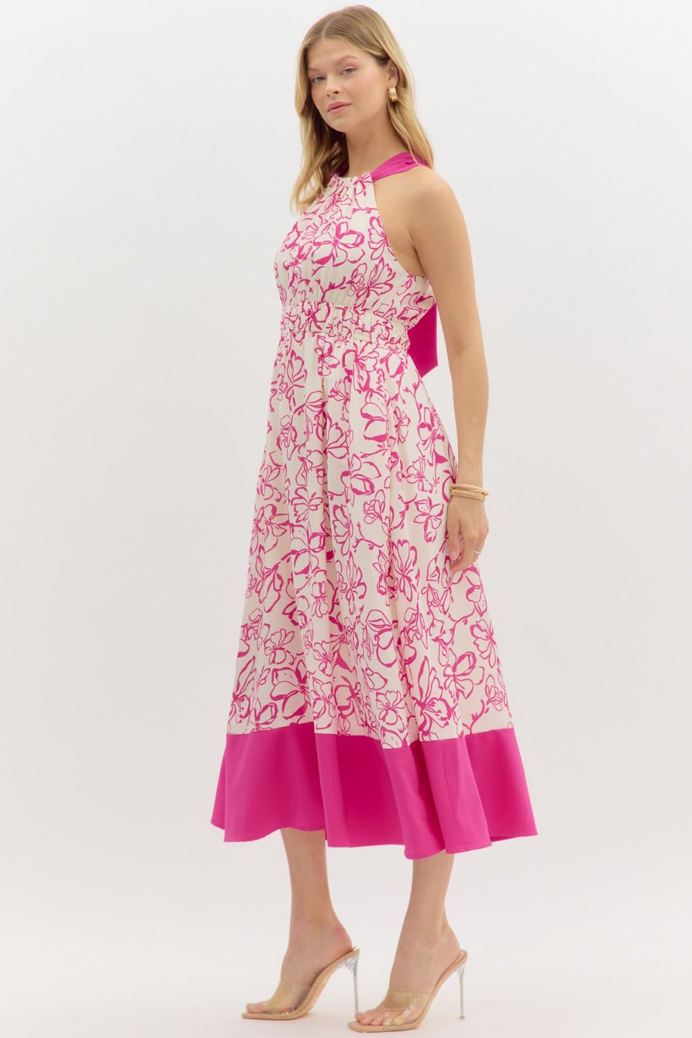 Magenta Floral Print Dress