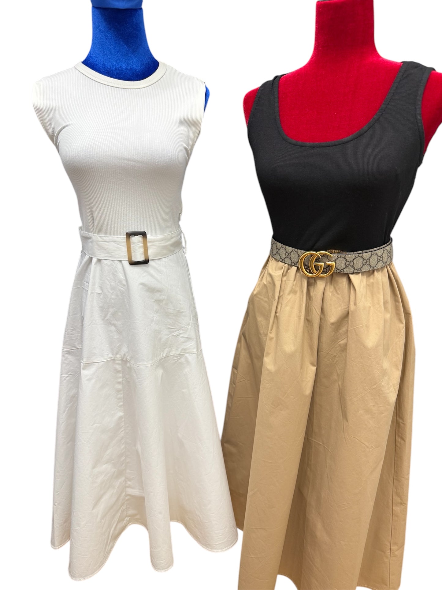 Black and Camel Midi Khaki Dress
