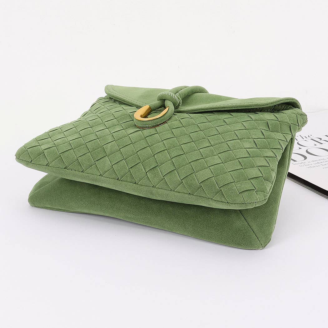 Sage Woven Suede Crossbody bag