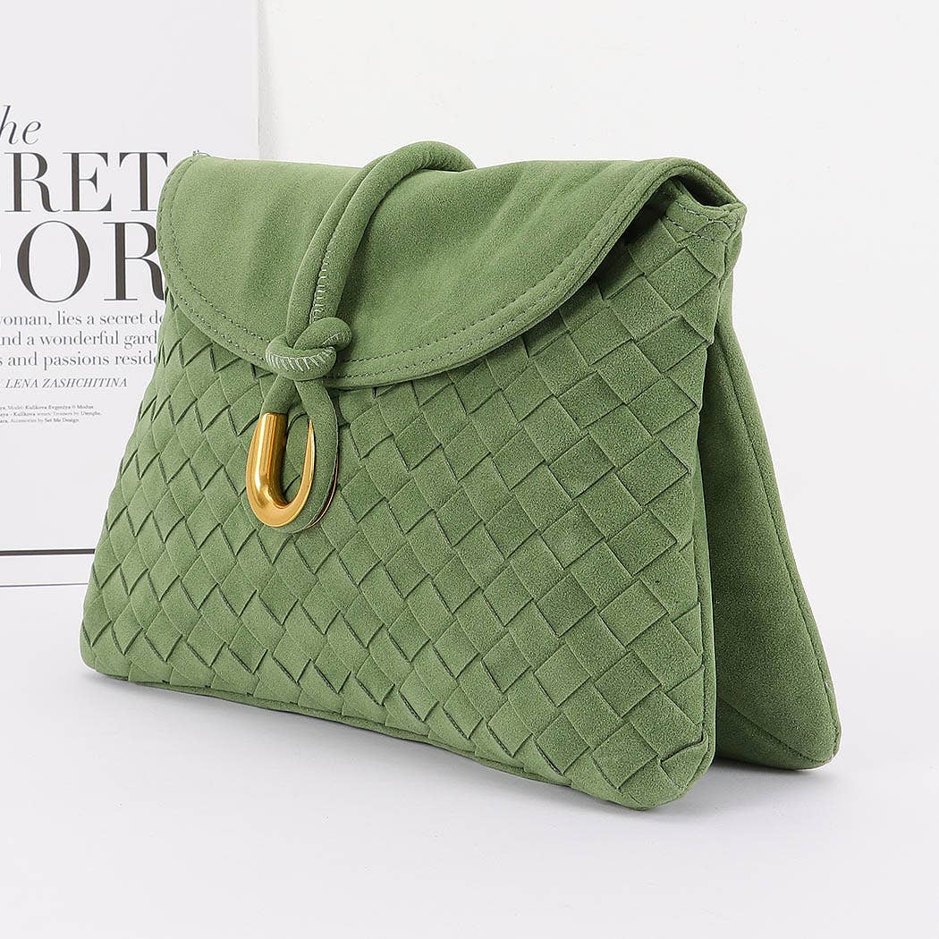 Sage Woven Suede Crossbody bag