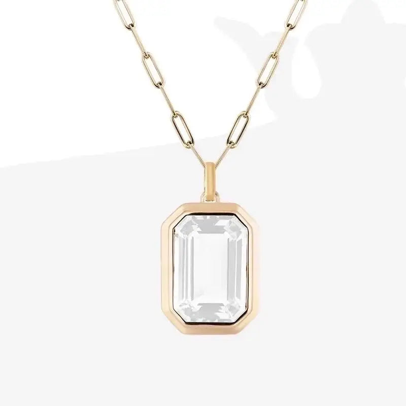 Vintage Style Stainless Steel Zircon Pendant Necklace: Purple