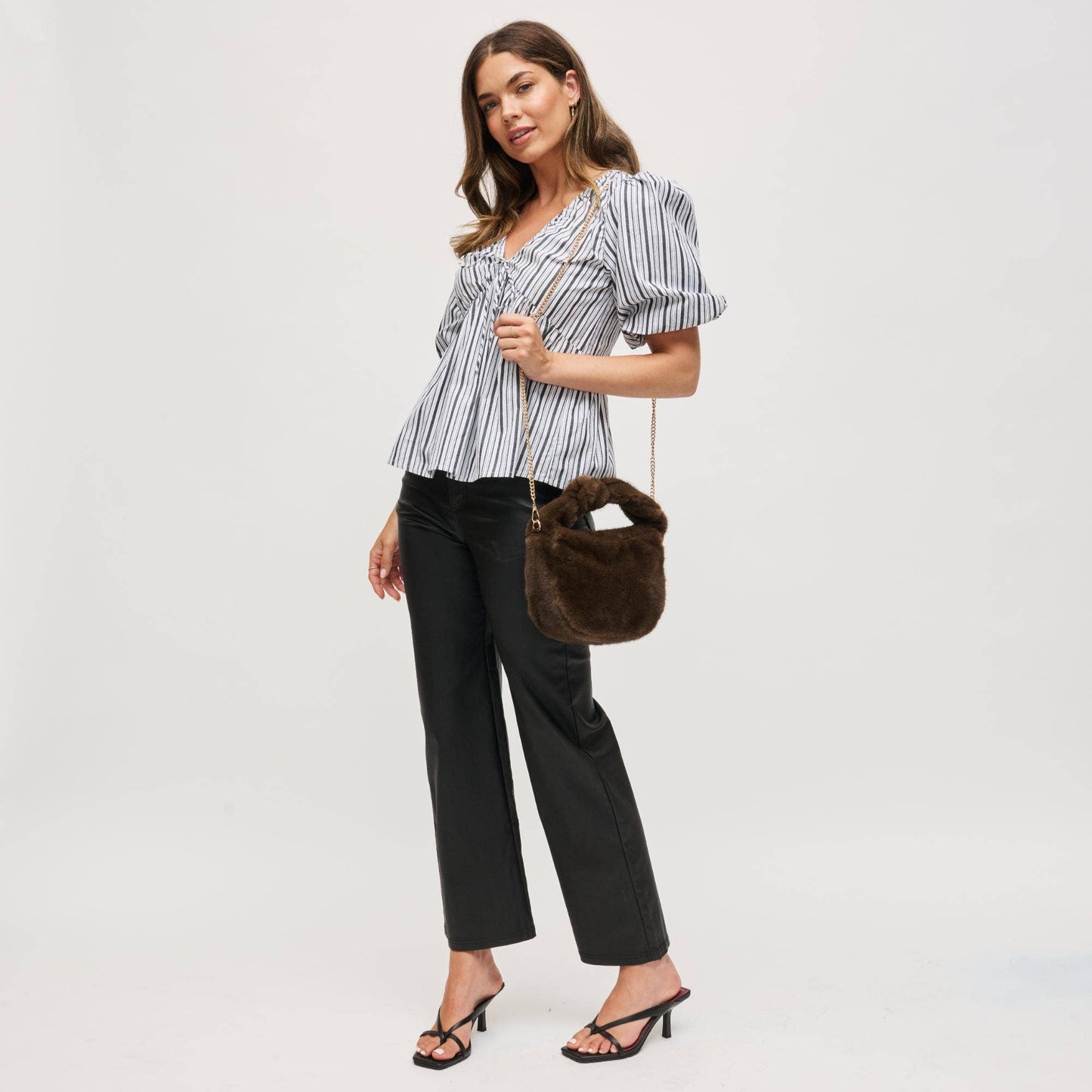 Faux Fur Crossbody: Chocolate