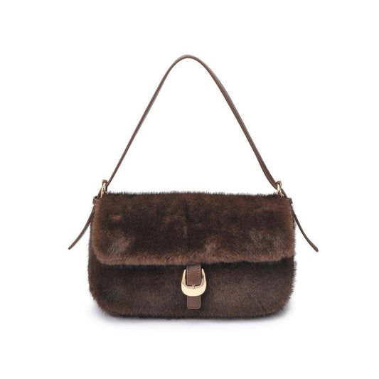 Gloria Faux Fur Crossbody: Chocolate