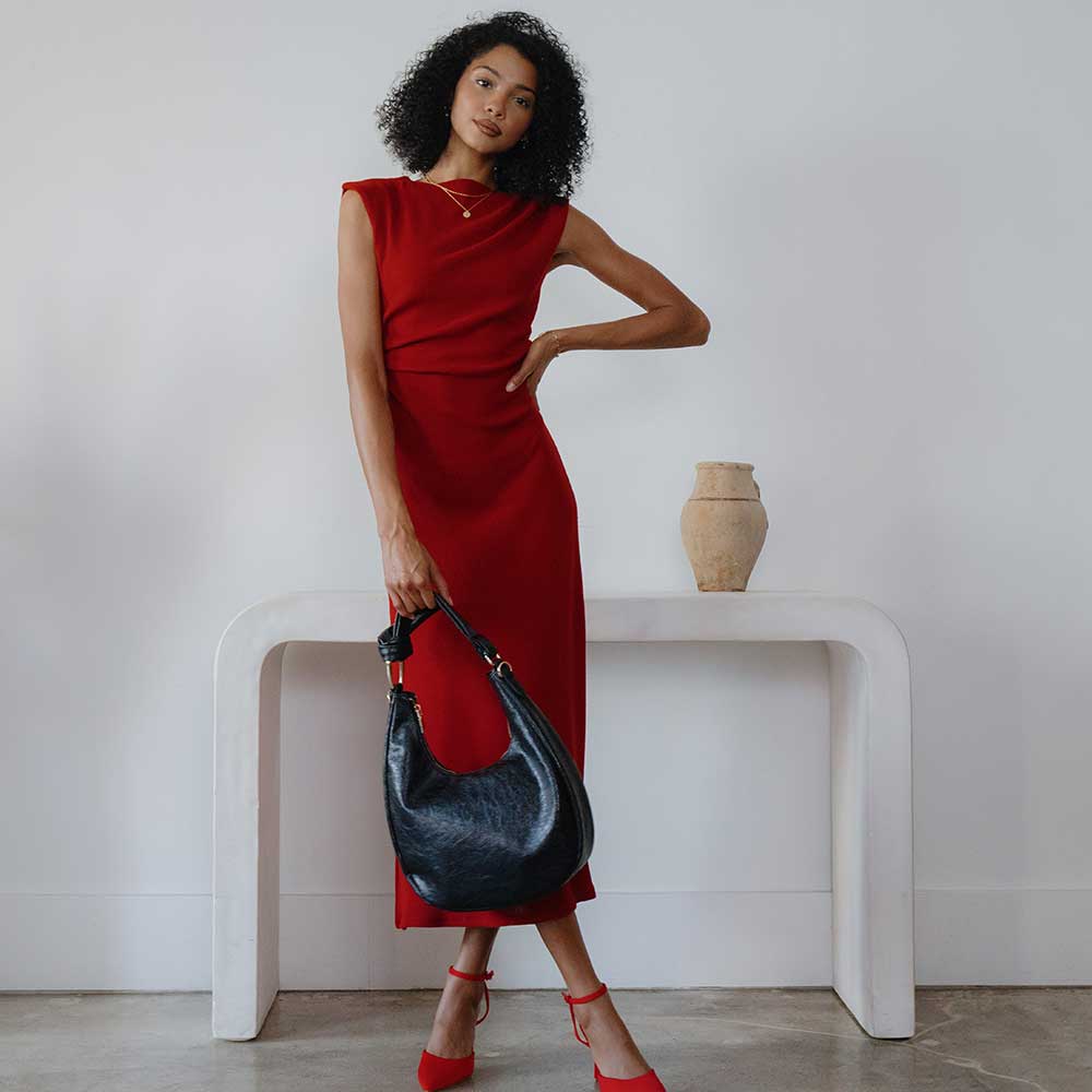 Lilie Black Vegan Shoulder Bag