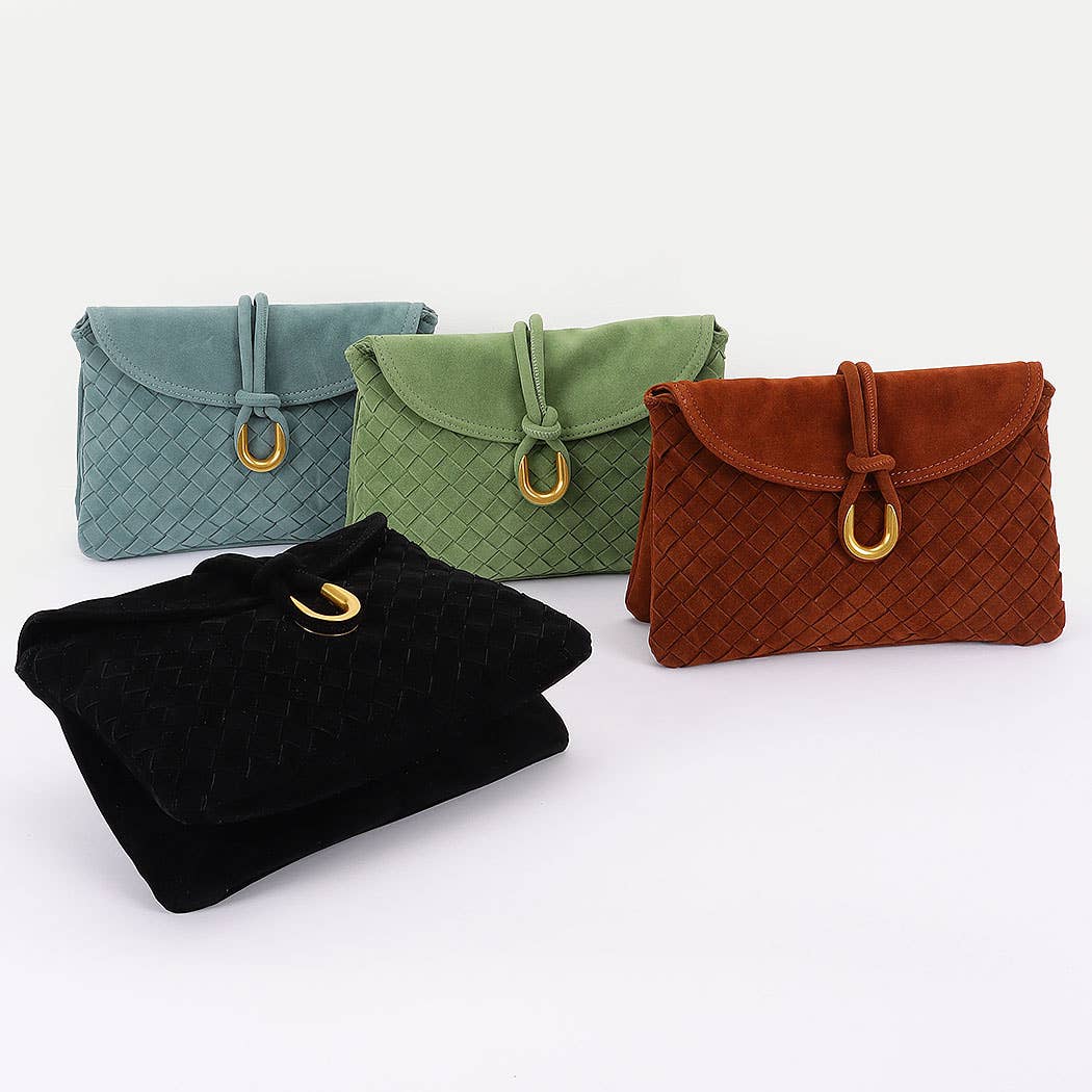Sage Woven Suede Crossbody bag