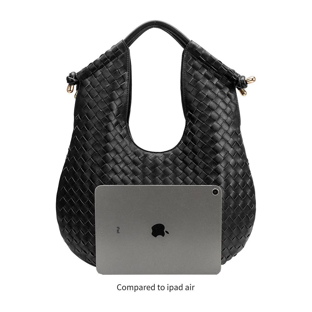 Tracy Woven BlackVegan Shoulder Bag