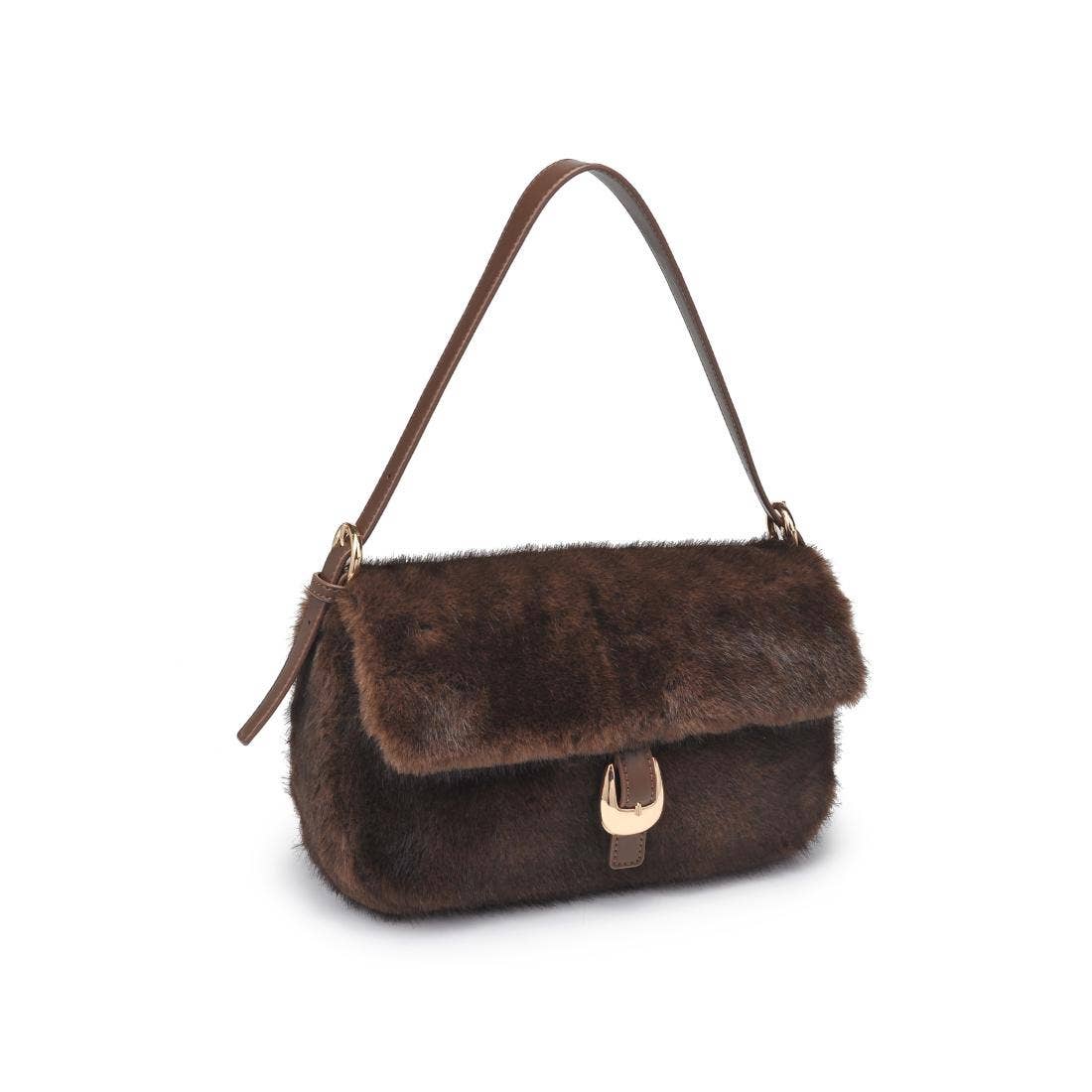 Gloria Faux Fur Crossbody: Chocolate