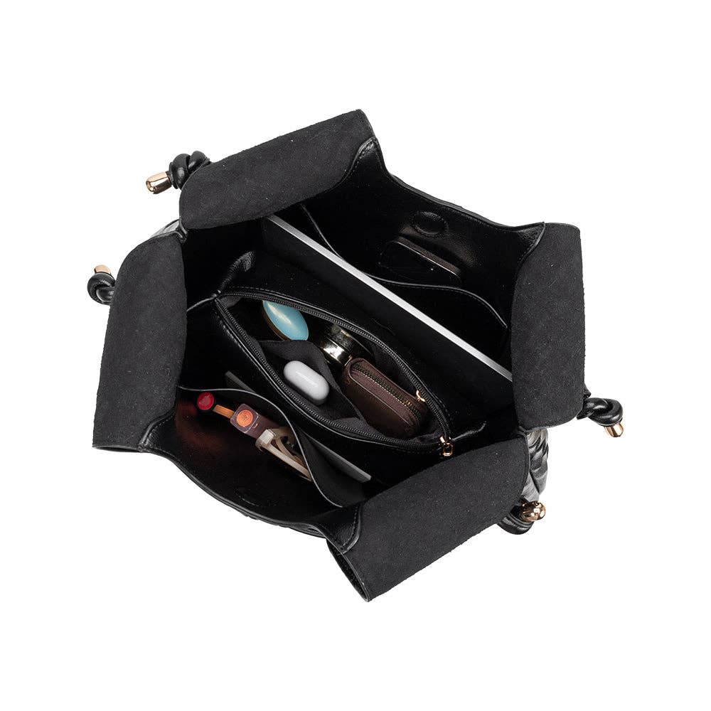 Tracy Woven BlackVegan Shoulder Bag