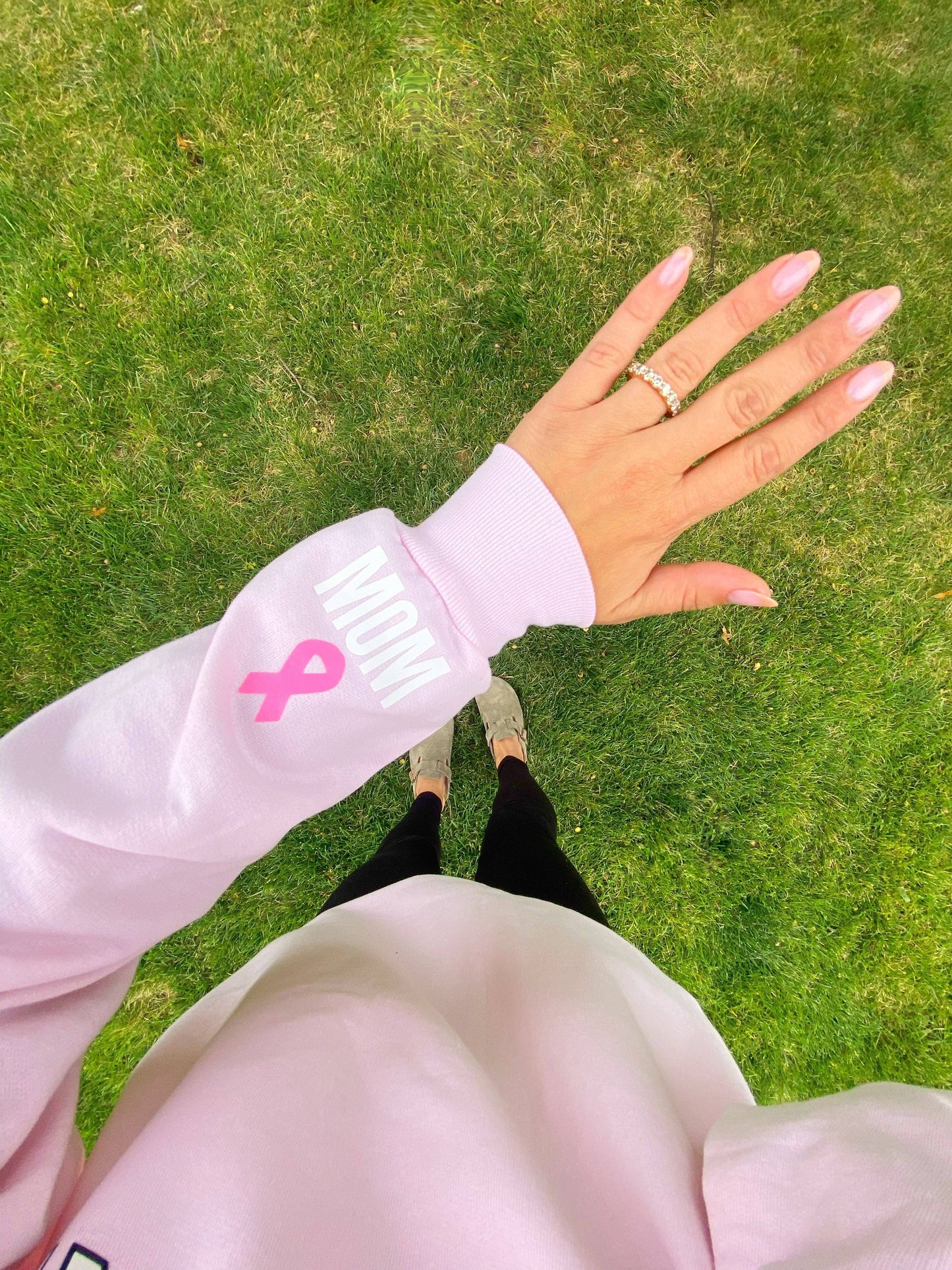 I WEAR PINK ribbon on the cuff Sweatshirt