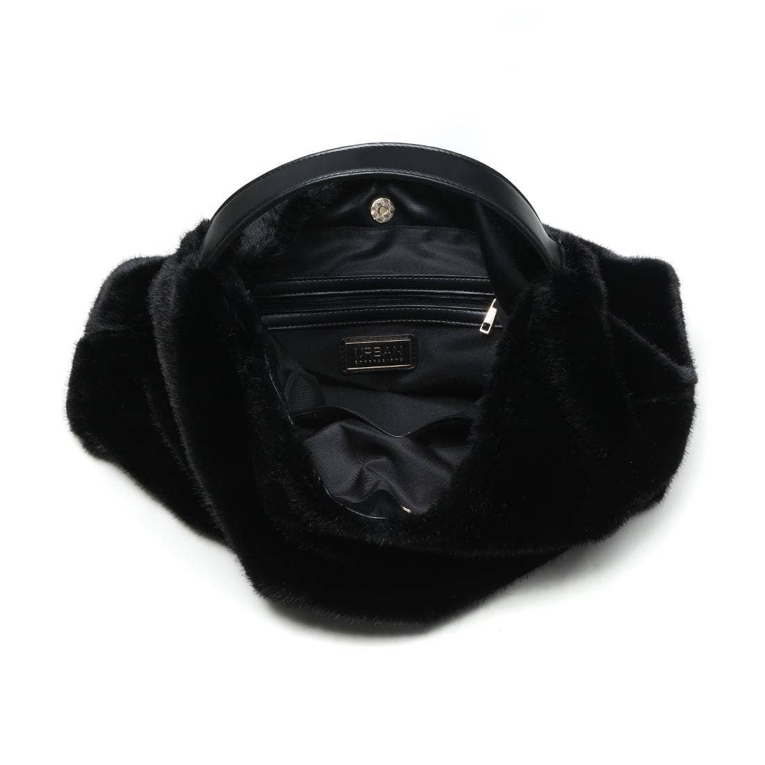 Chandler Large Hobo Faux Fur Hobo Bag: Black