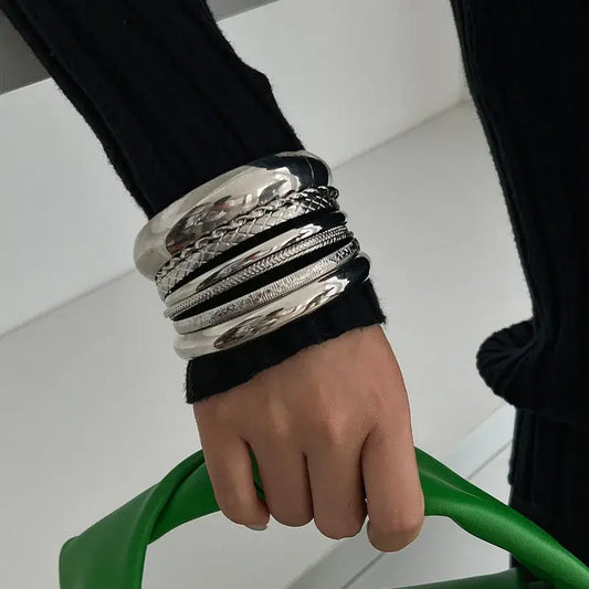 Silver Bangle Bracelet Sets: Set 1