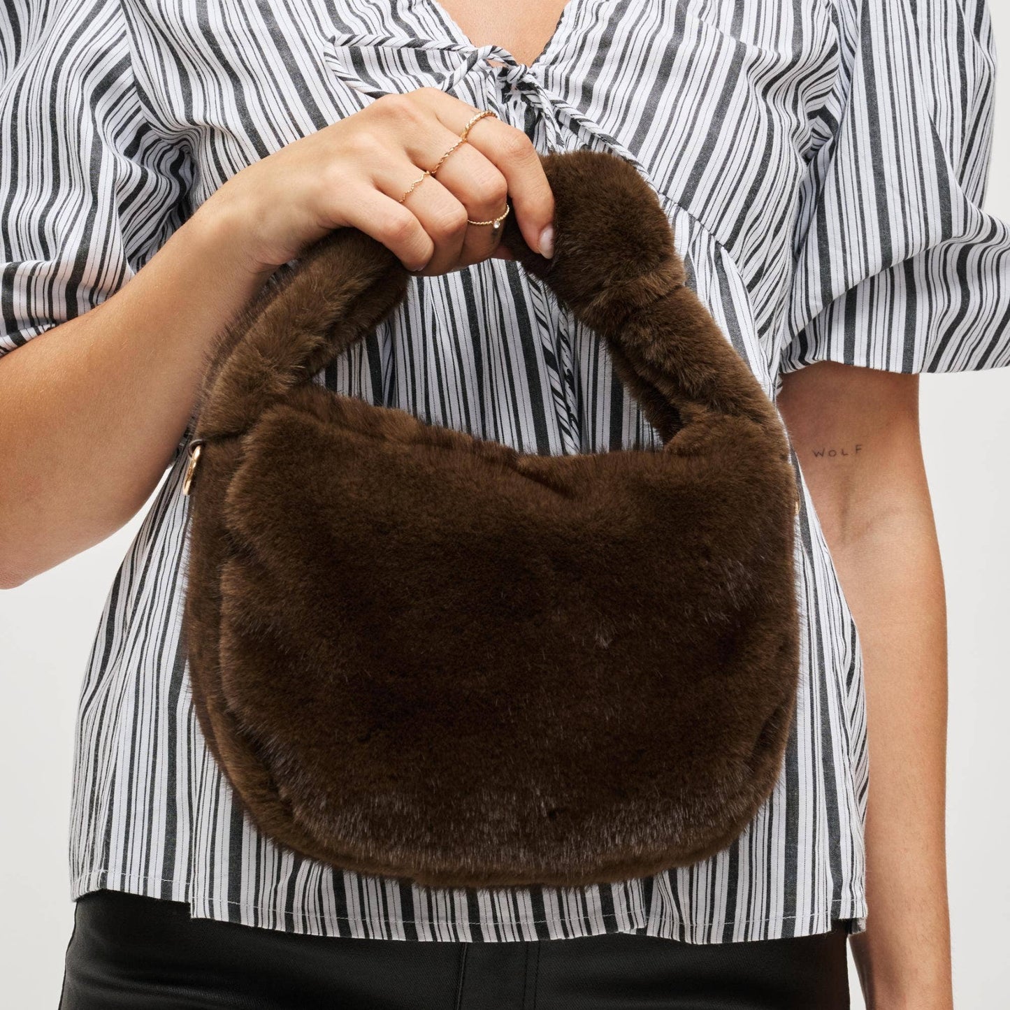 Faux Fur Crossbody: Chocolate