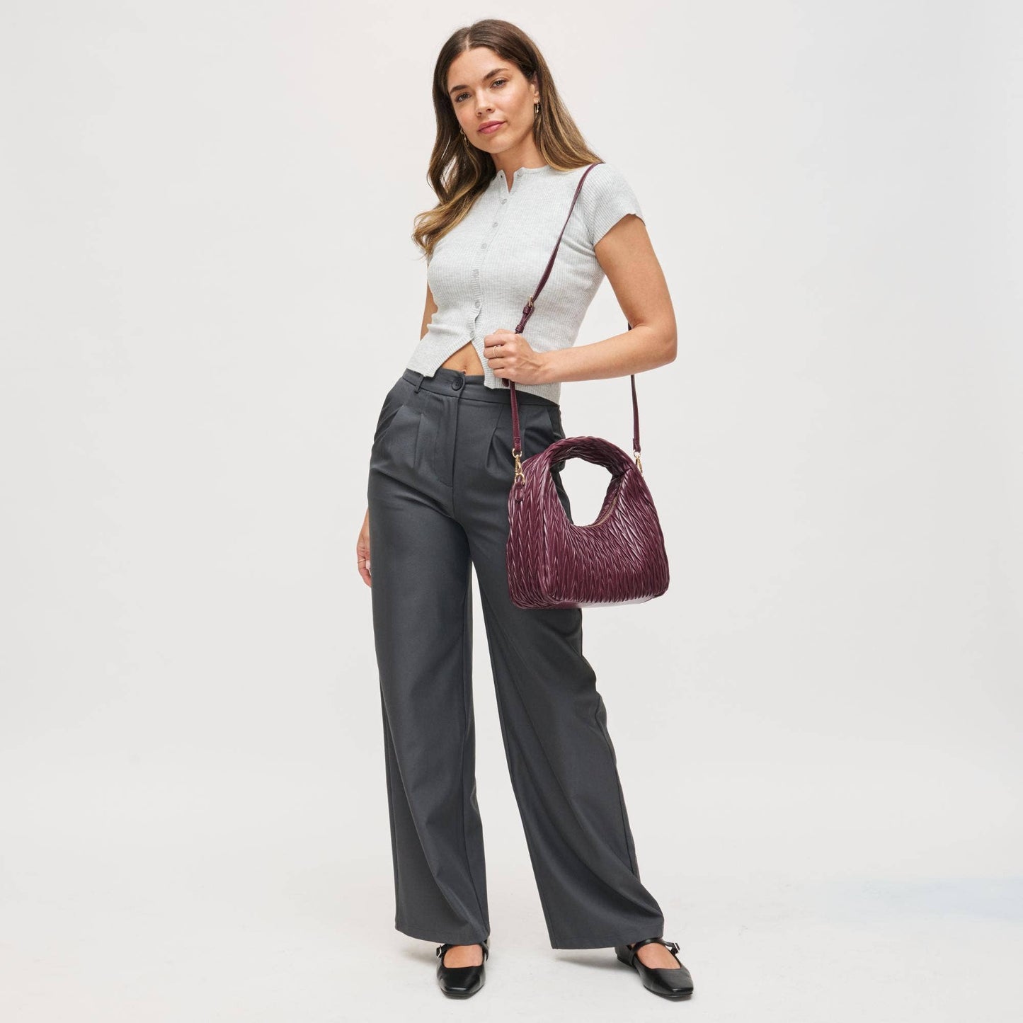 Wine Vegan Leather Crossbody