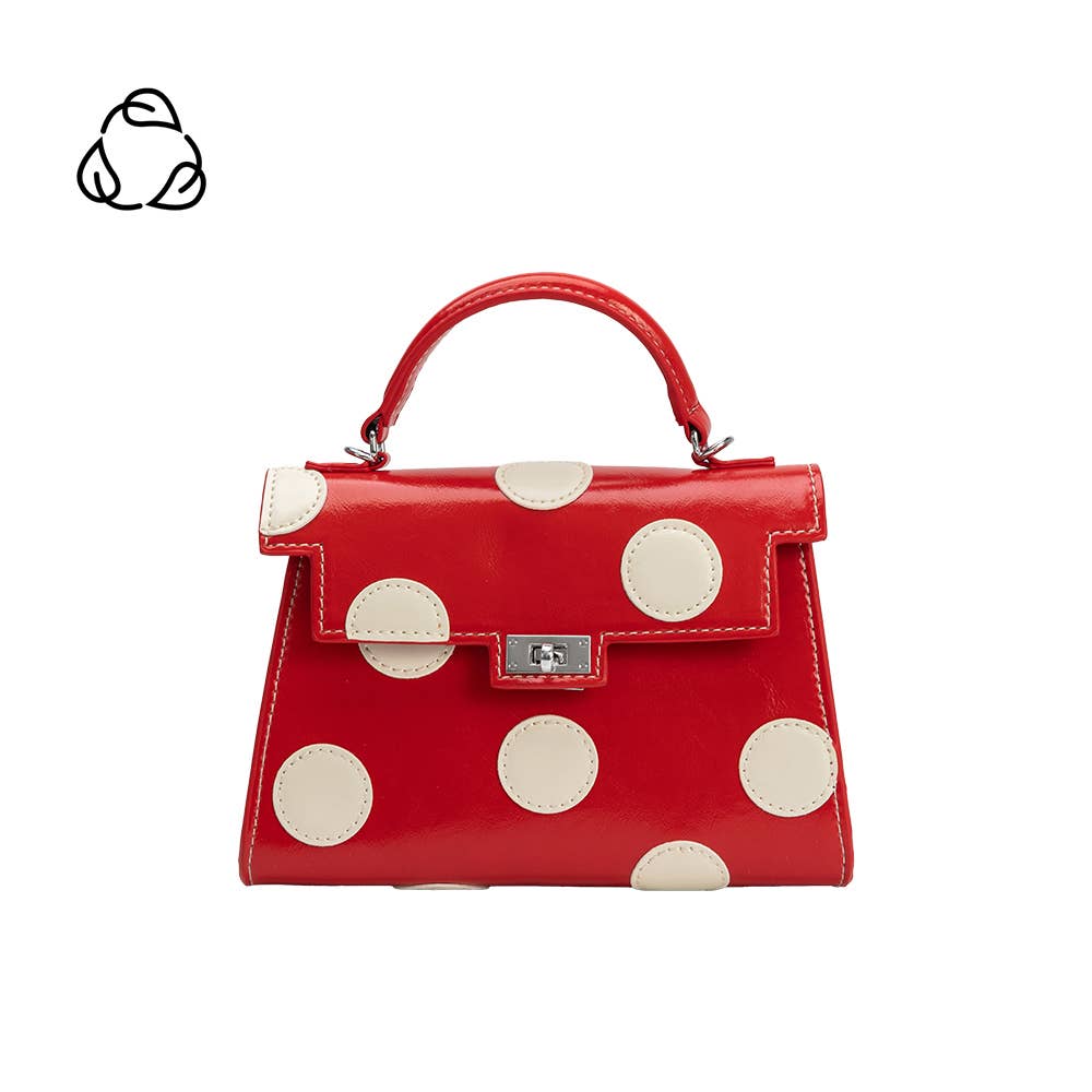 Red & White Vegan Polka Dot Top Handle Bag