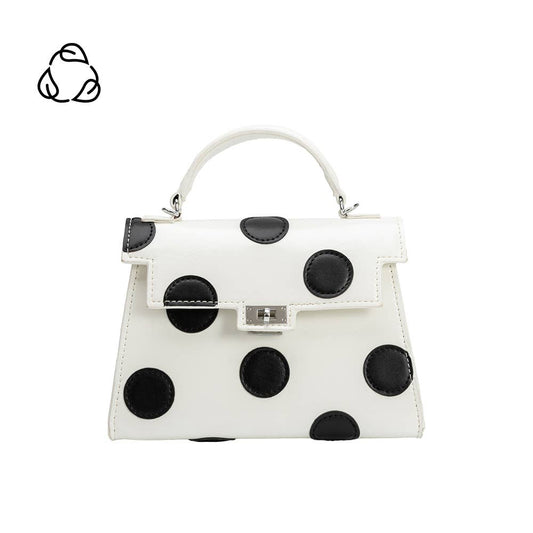 Black White Vegan Polka Dot Top Handle Bag