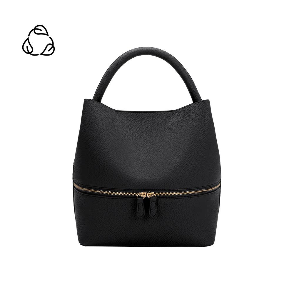 Karianna Black Three-piece Vegan Bag with Red leather lining