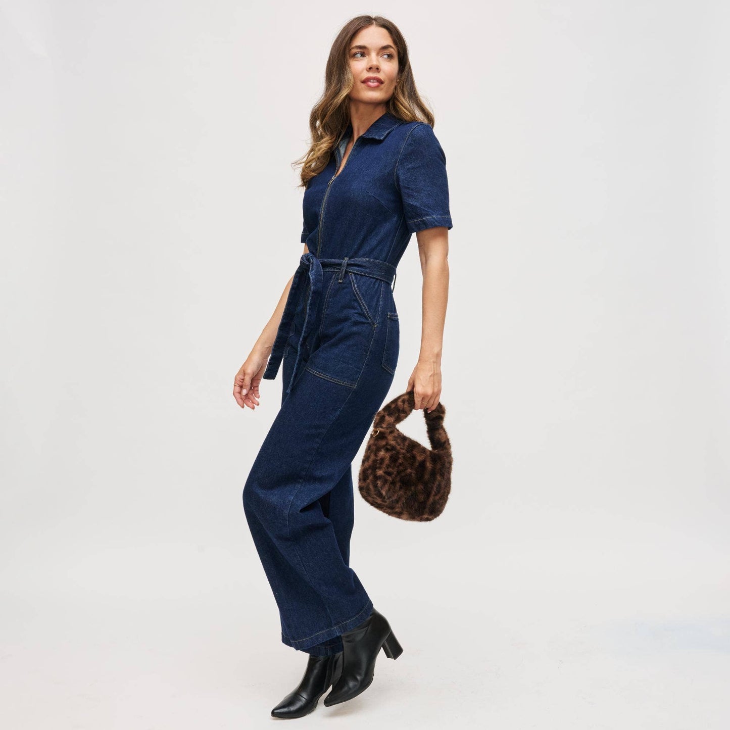 Faux Fur Crossbody: Chocolate