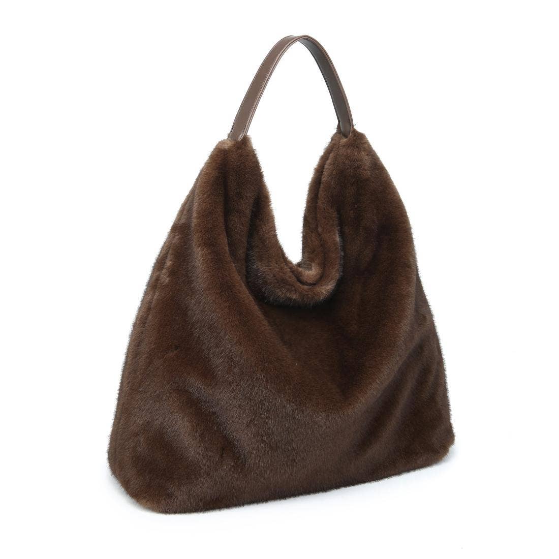 Chandler Large Hobo Faux Fur Bag: Chocolate