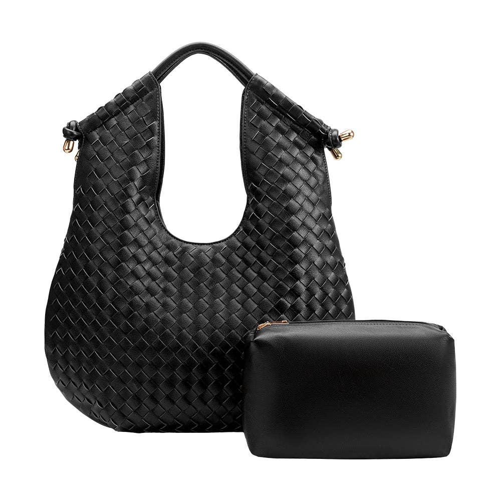 Tracy Woven BlackVegan Shoulder Bag