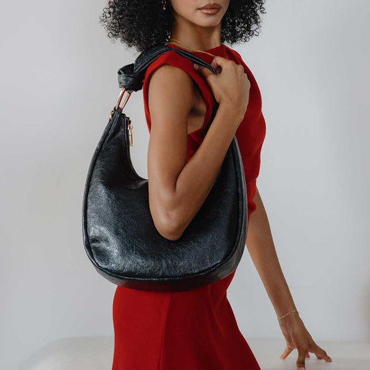 Lilie Black Vegan Shoulder Bag