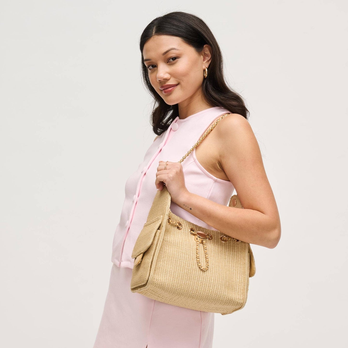 Paisely Shoulder Bag: Natural