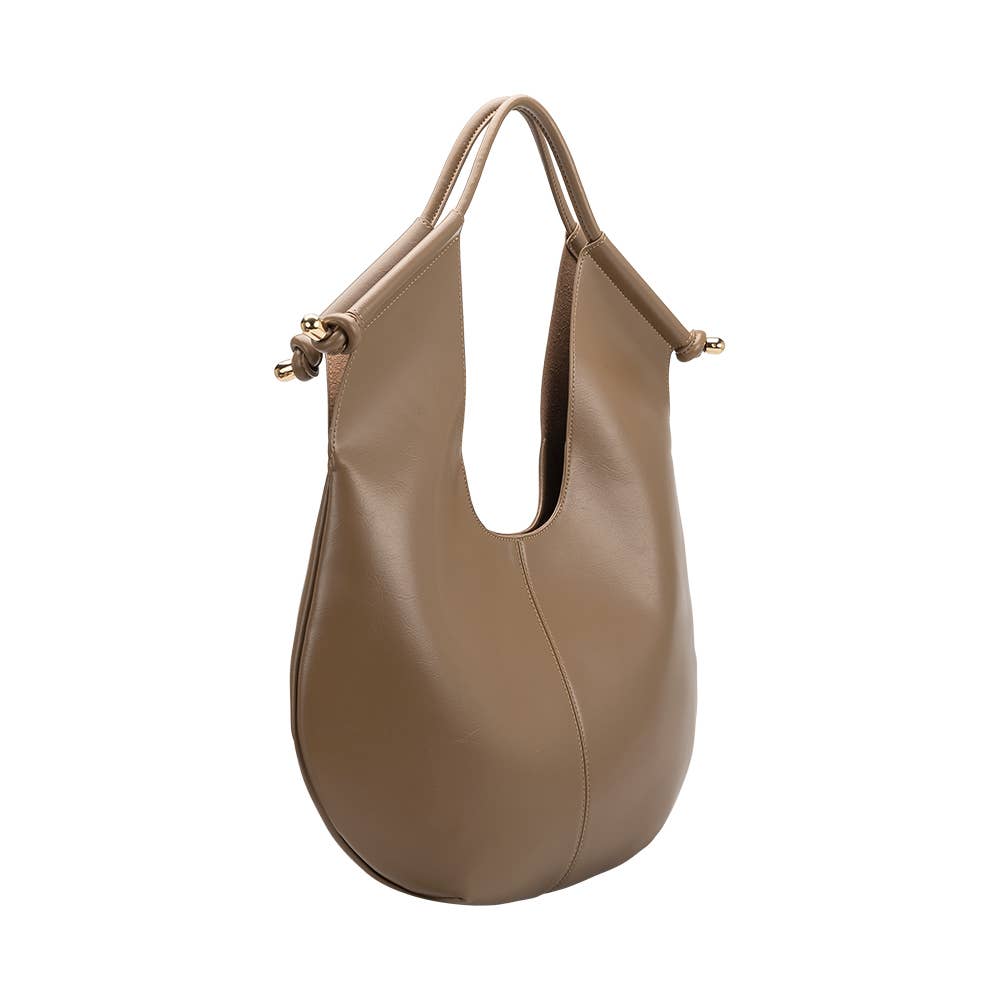 Leather Mushroom Color Vegan Shoulder Bag