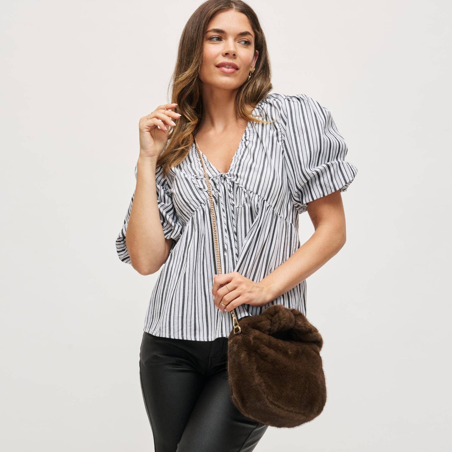 Faux Fur Crossbody: Chocolate