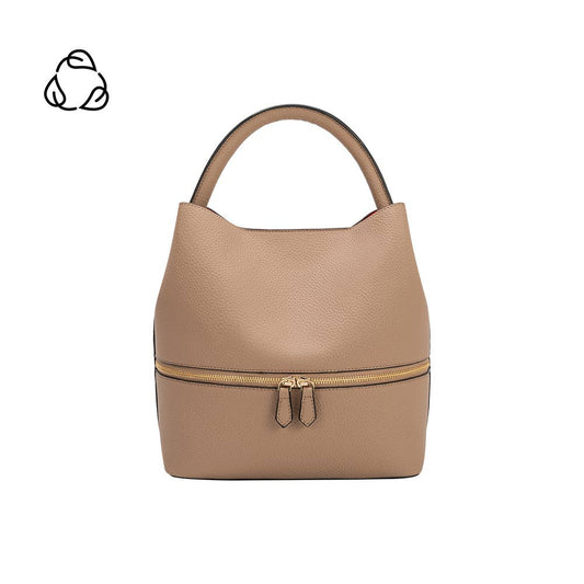 Karianna Tan Three-piece Vegan Bag with Red Leather Lining