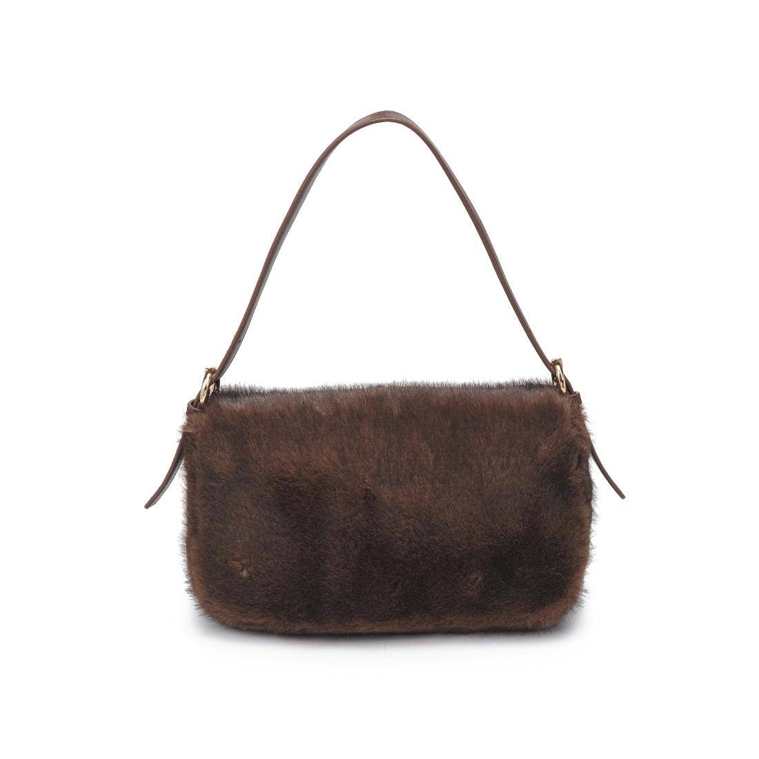 Gloria Faux Fur Crossbody: Chocolate