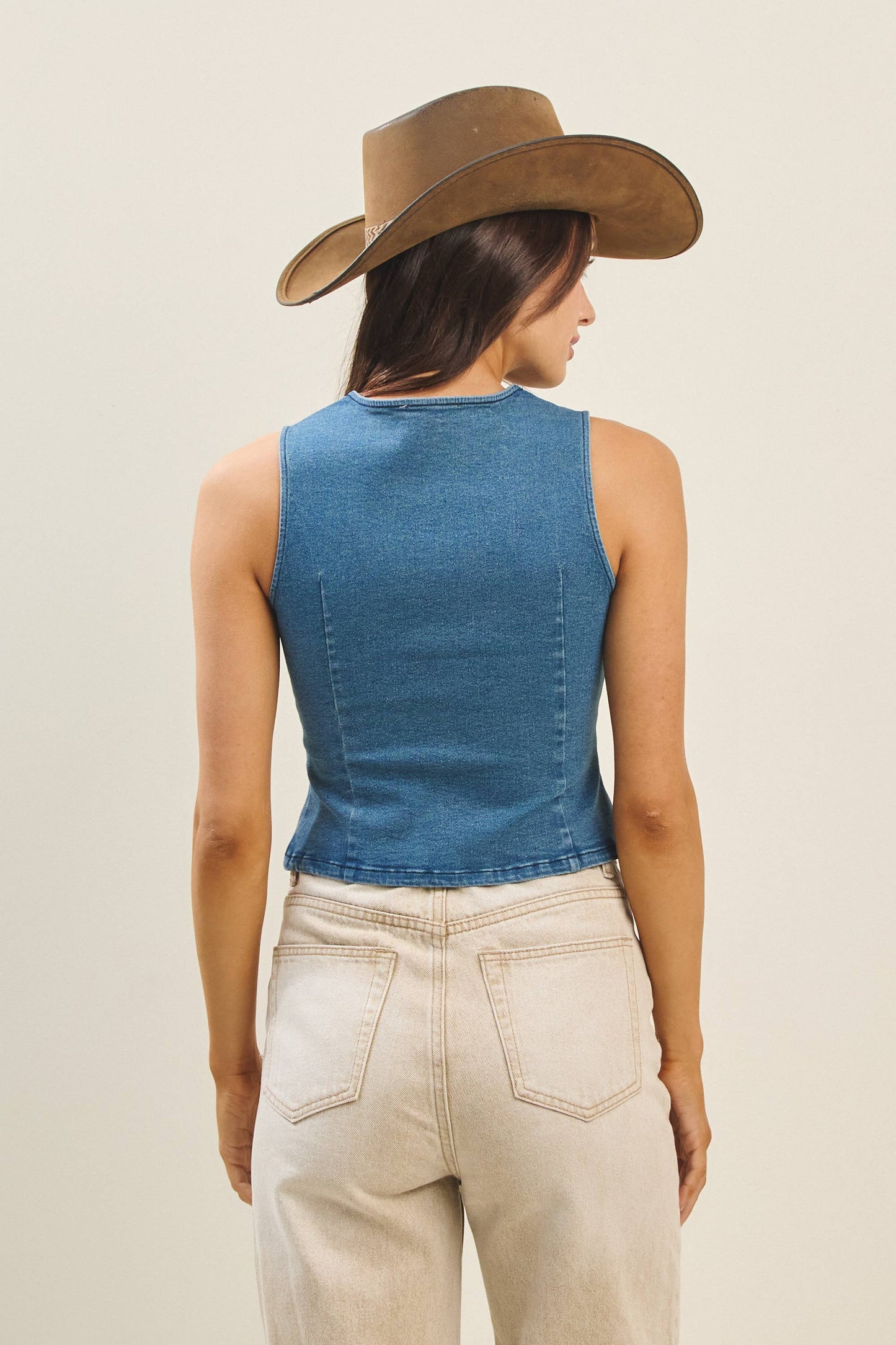 Jewel button denim vest