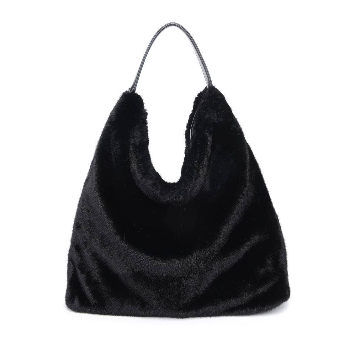 Chandler Large Hobo Faux Fur Hobo Bag: Black