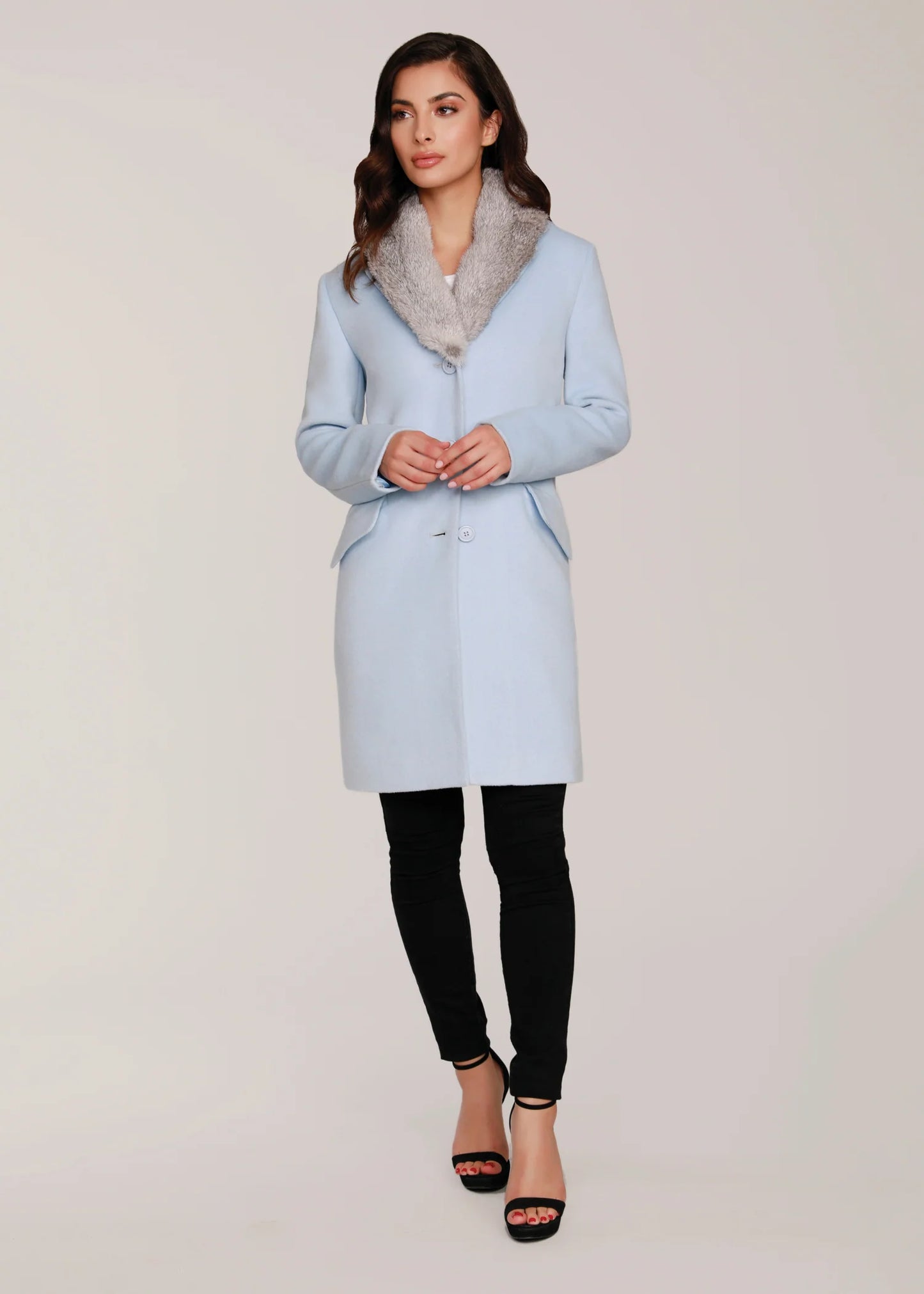 Blue Fur Collar Coat