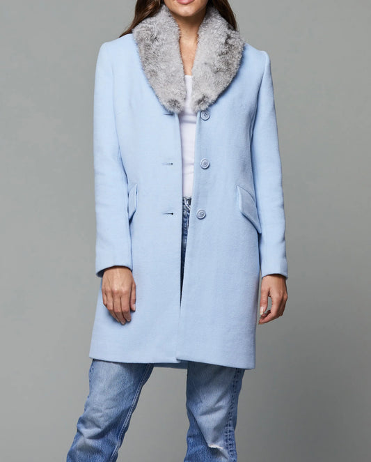 Blue Fur Collar Coat