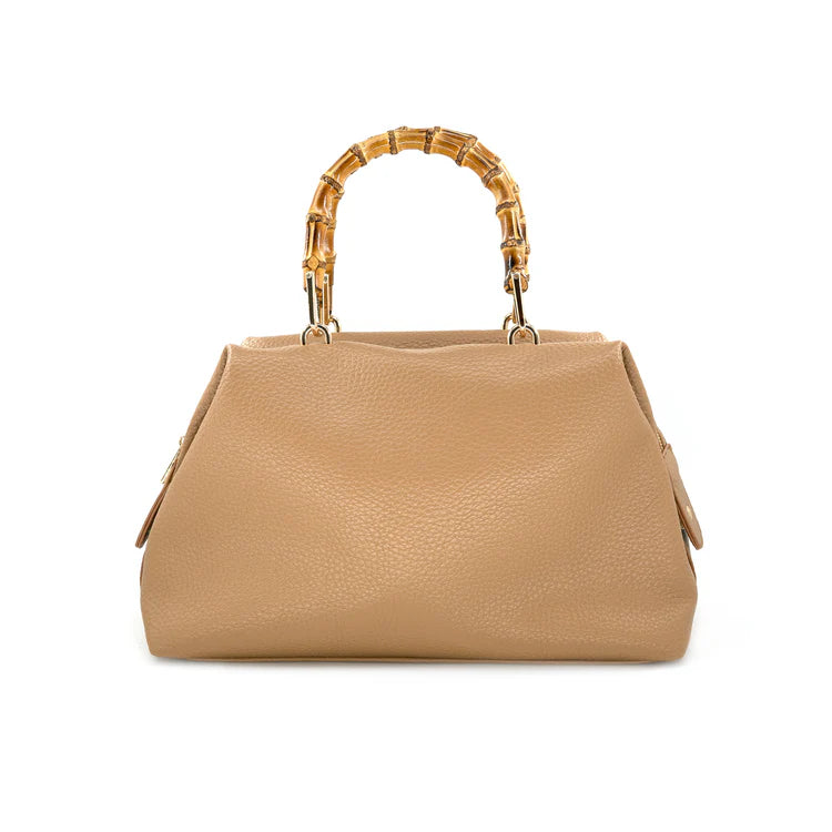 Bamboo Elegance Tan Leather Bag
