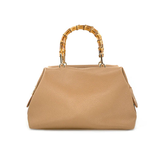 Bamboo Elegance Tan Leather Bag