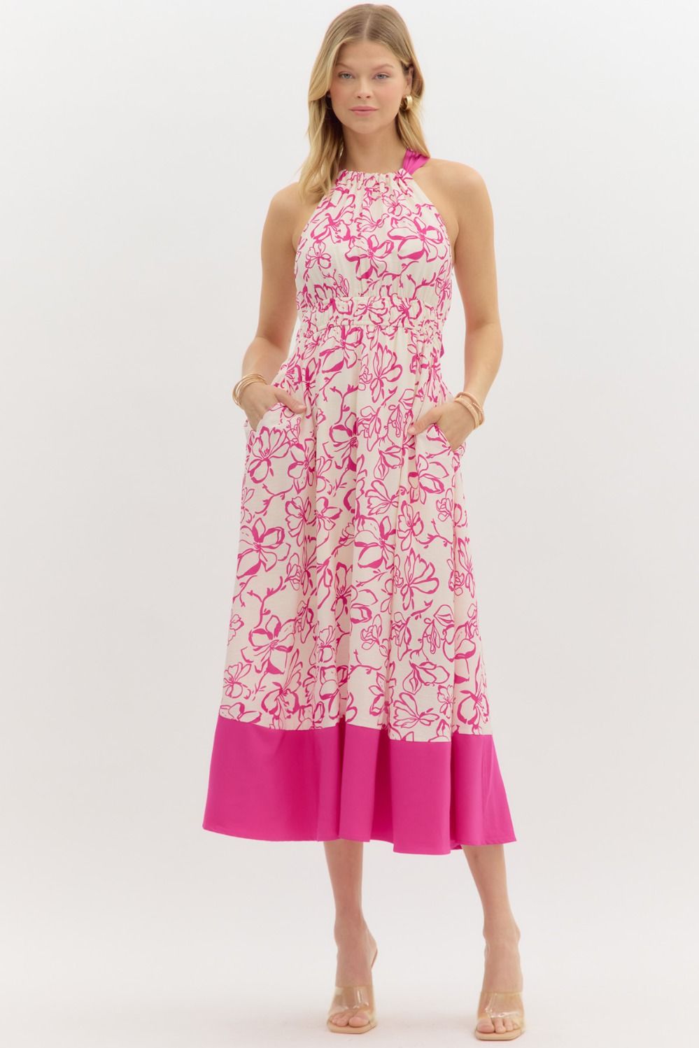 Magenta Floral Print Dress